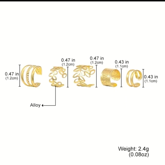 Gold 5pcs Ear Cuff Set - Picture 2 of 7